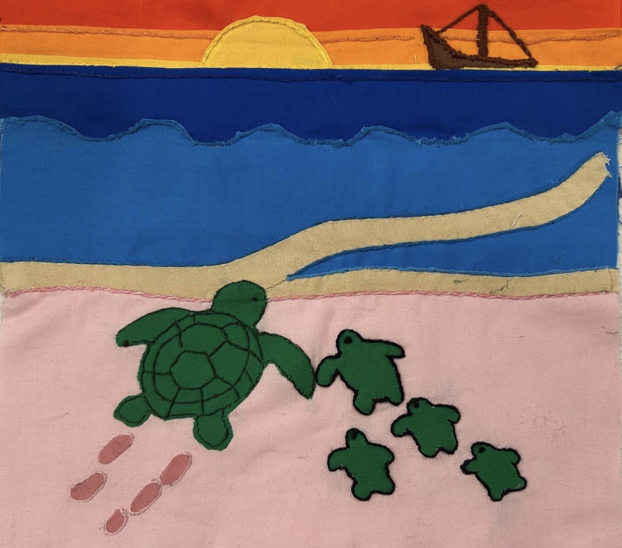 Guardians of the Shores: Turtles of Palmetto Point, Barbuda — quilt square